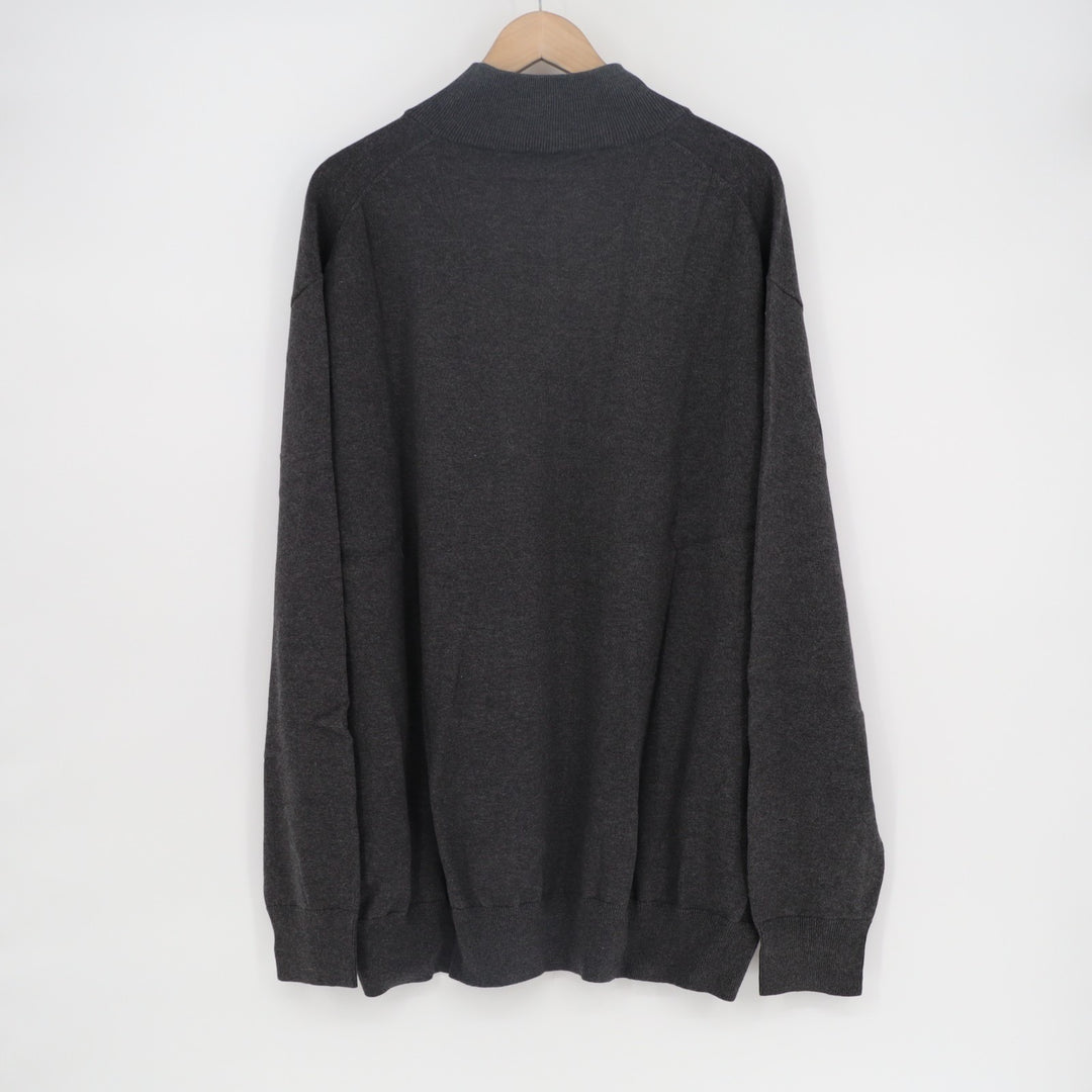 Jos. A. Bank Sweater Mens 3X Charcoal Gray Wool Tight Knit 1/4 Zip Long Sleeve