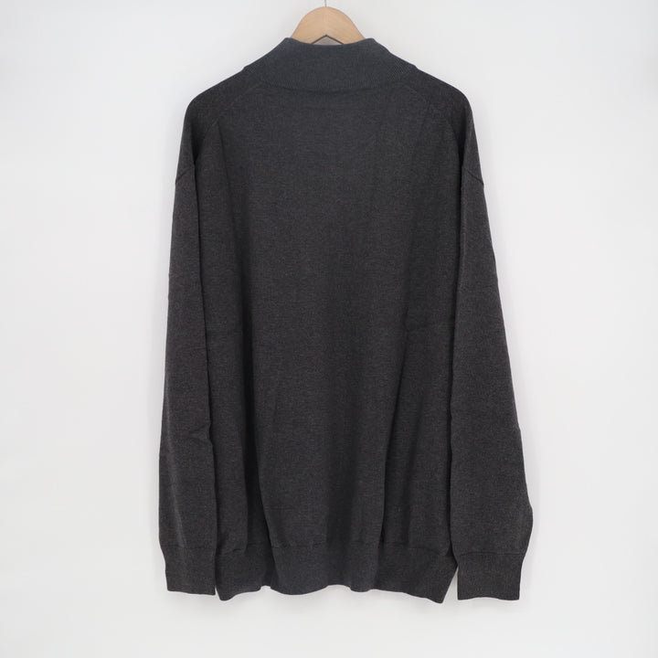 Jos. A. Bank Sweater Mens 3X Charcoal Gray Wool Tight Knit 1/4 Zip Long Sleeve