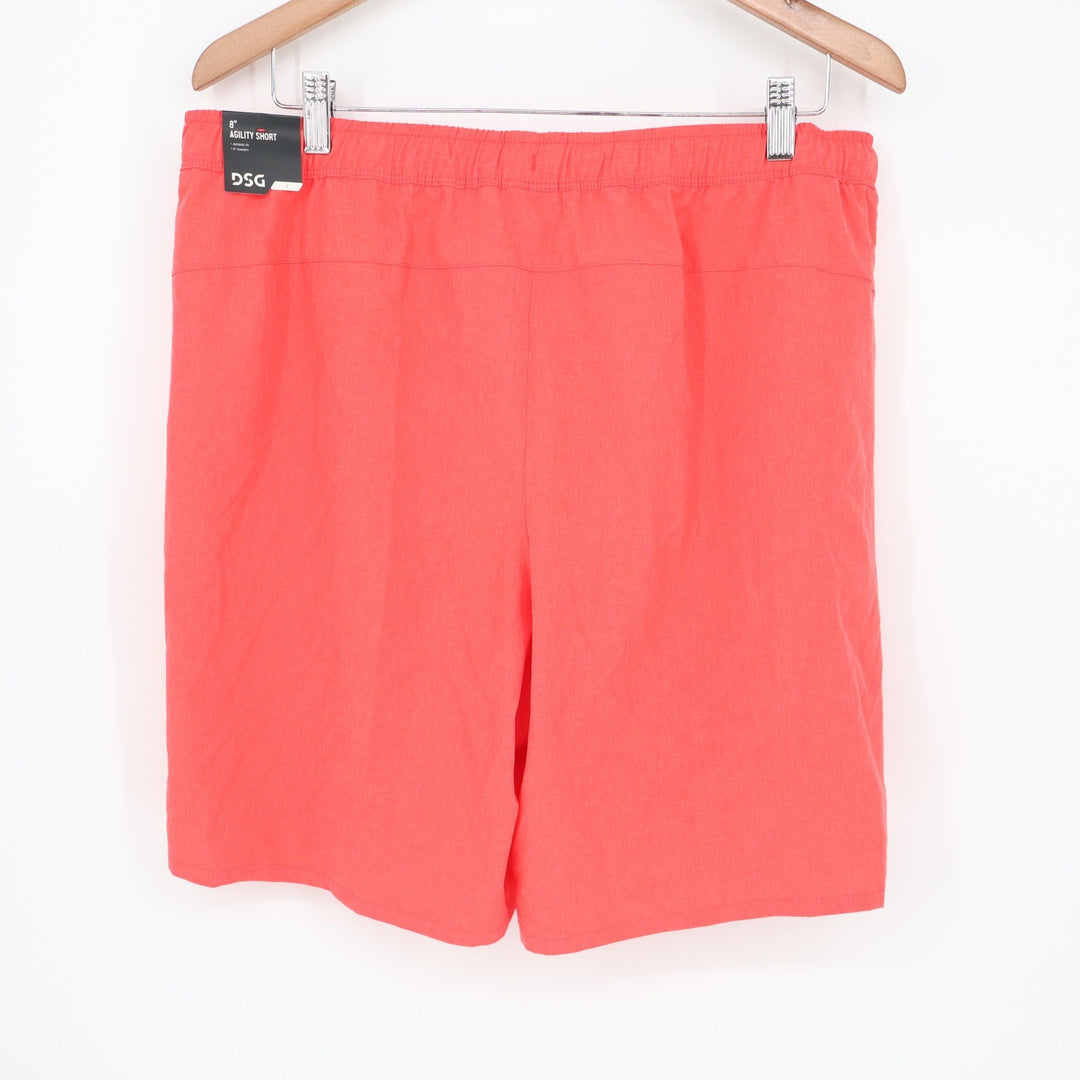 DSG Mens 8 Inch Agility Short Cabana Coral Heather Orange Athletic Large
