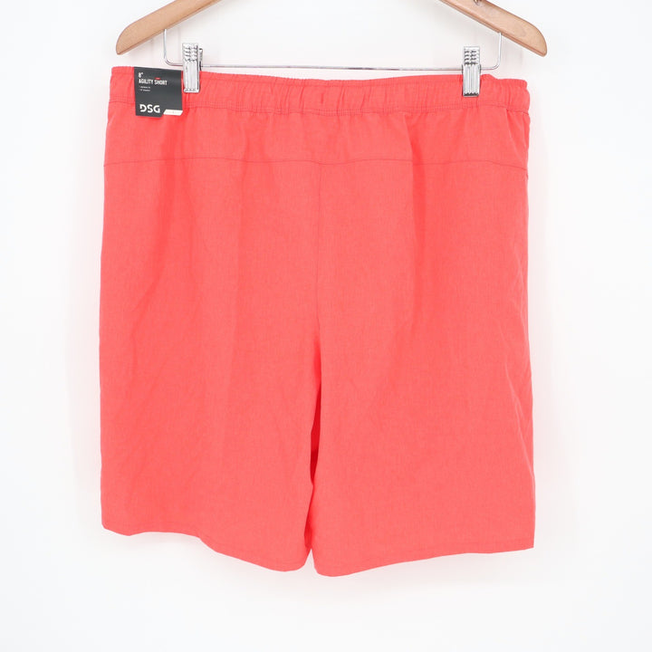 DSG Mens 8 Inch Agility Short Cabana Coral Heather Orange Athletic Large