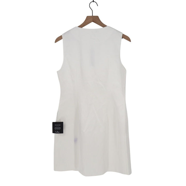 Lulus Sophisticated Icon Mini Dress Womens L Black Sleeveless Pockets Button-Up