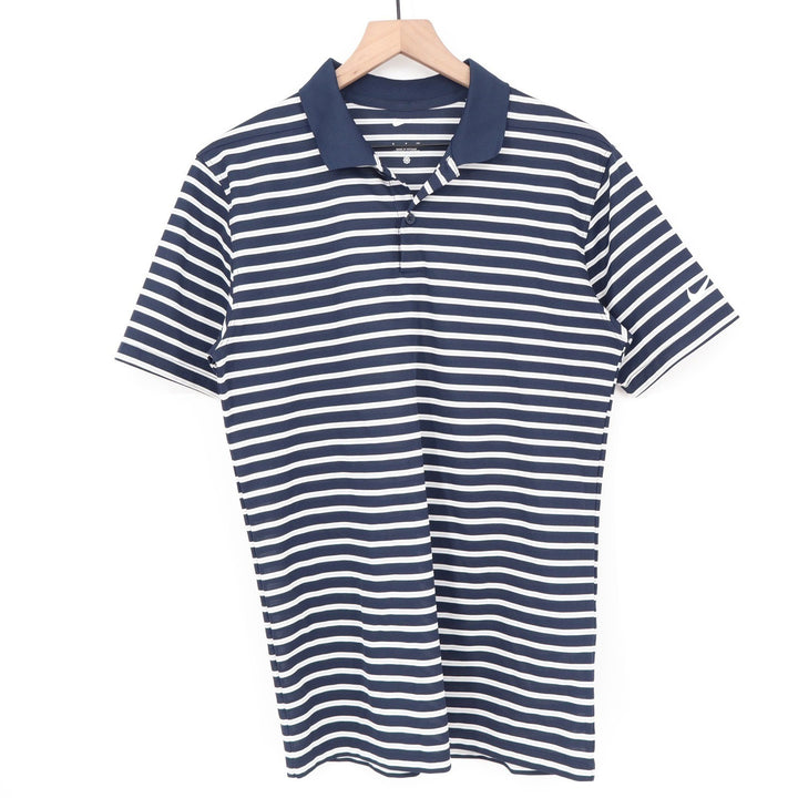 Nike Golf Mens Dri-FIT Striped Polo Shirt Navy Blue White DH0835-451 Small NWT