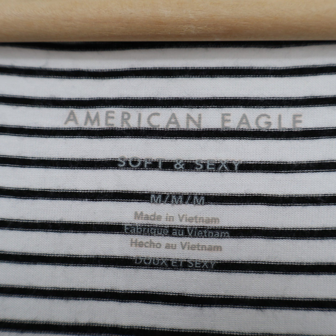 American Eagle Outfitters Soft & Sexy Tank Top Womens Medium White Black Striped