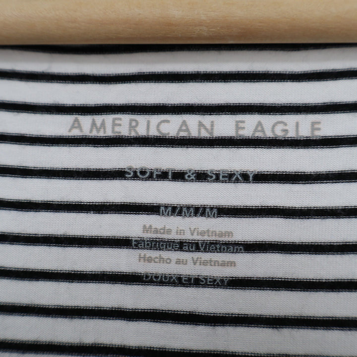 American Eagle Outfitters Soft & Sexy Tank Top Womens Medium White Black Striped