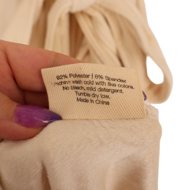Pure Fiber Wrap Bathrobe Unisex Large Beige Stretch Fleece Tie Belt Shawl Collar