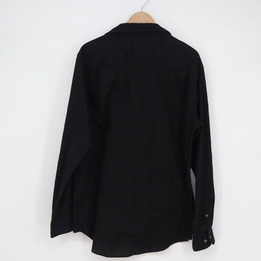 Van Heusen Mens Black Long Sleeve Button Down Shirt Size L 16-16.5