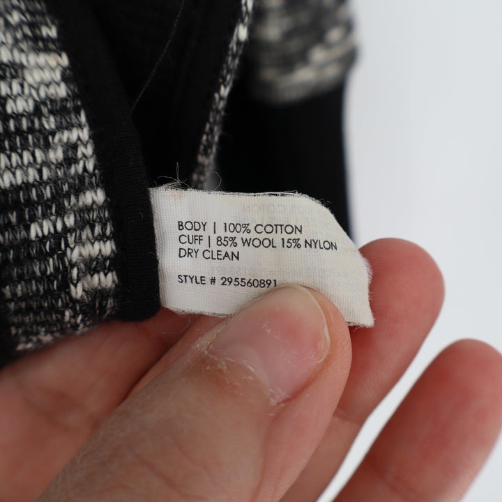 Club Monaco Womens Black White Marled Open Front Waterfall Cardigan Size M