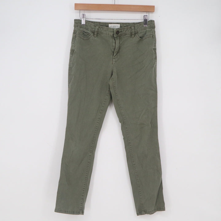 Liz Claiborne City Olive Green Petite Pants Size 6P Stretch Straight Leg 12455