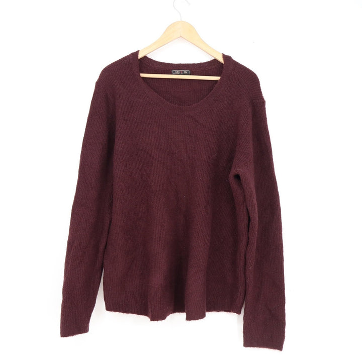 Lety & Me Womens 3X Burgundy Scoop Neck Sweater Elbow Patches Plus Size