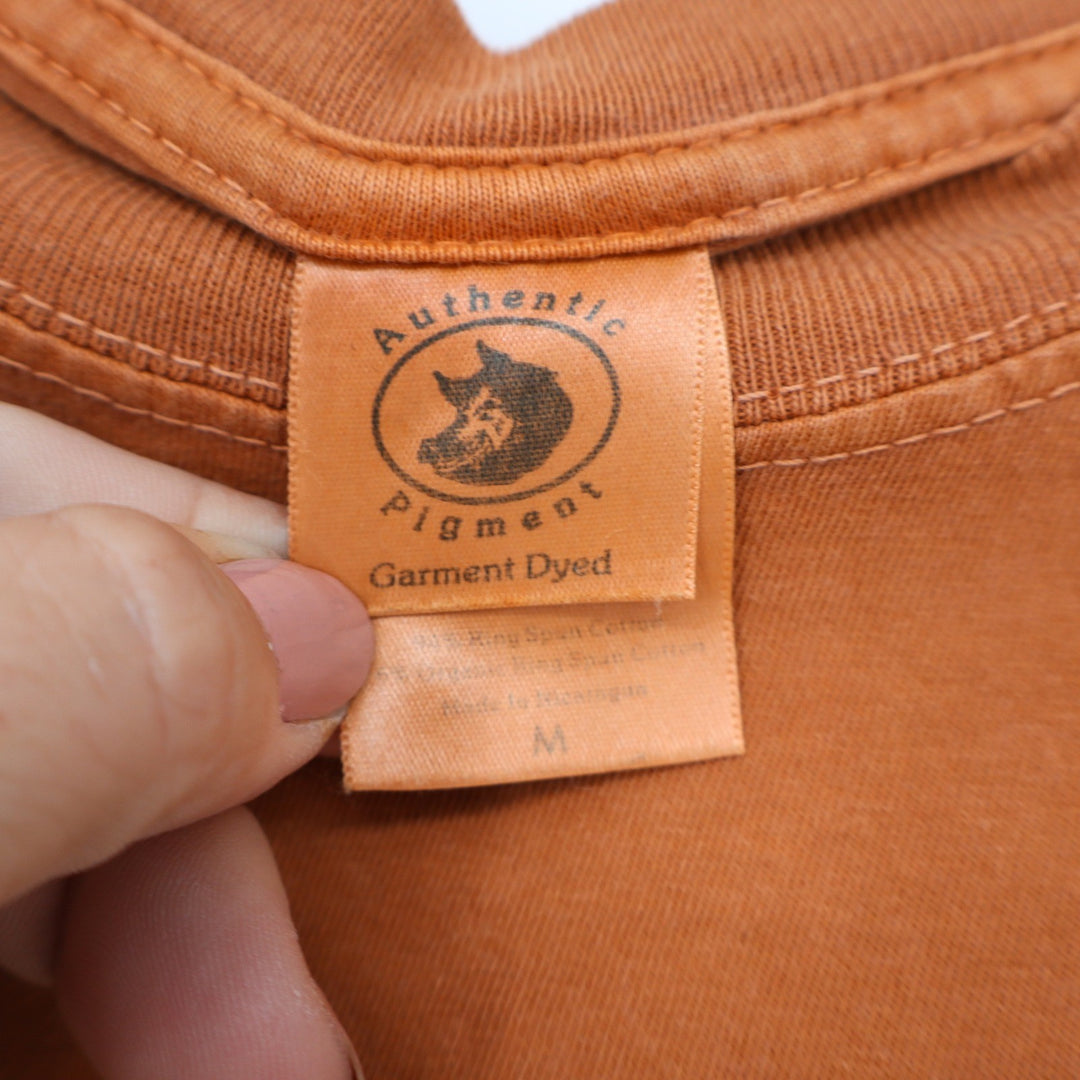 Authentic Pigment Rick's Cafe Jamaica Graphic T-Shirt Orange Cropped Boxy Medium