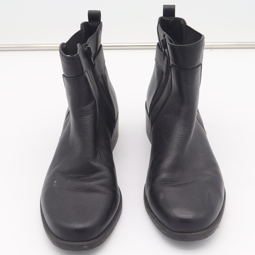Anne Klein Aklaconte Black Leather Ankle Boots Womens 10M Block Heel