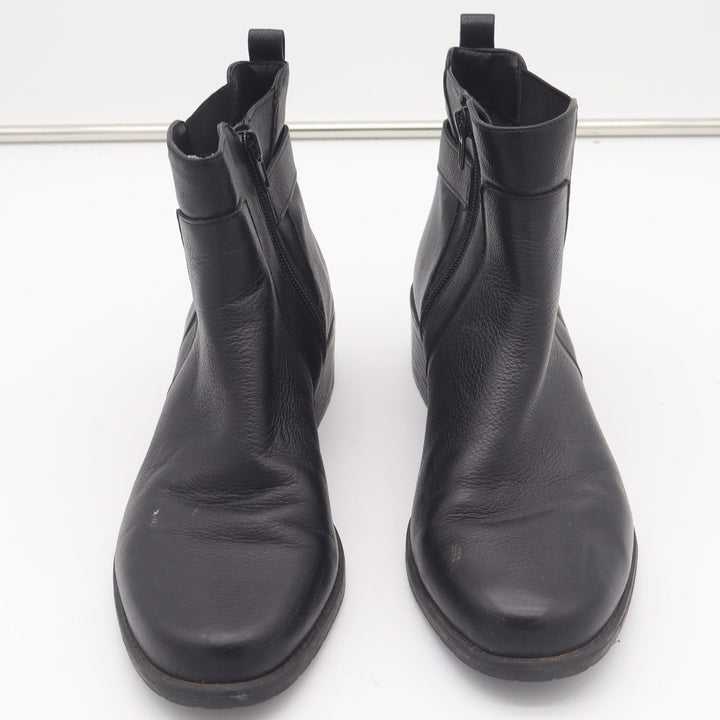 Anne Klein Aklaconte Black Leather Ankle Boots Womens 10M Block Heel