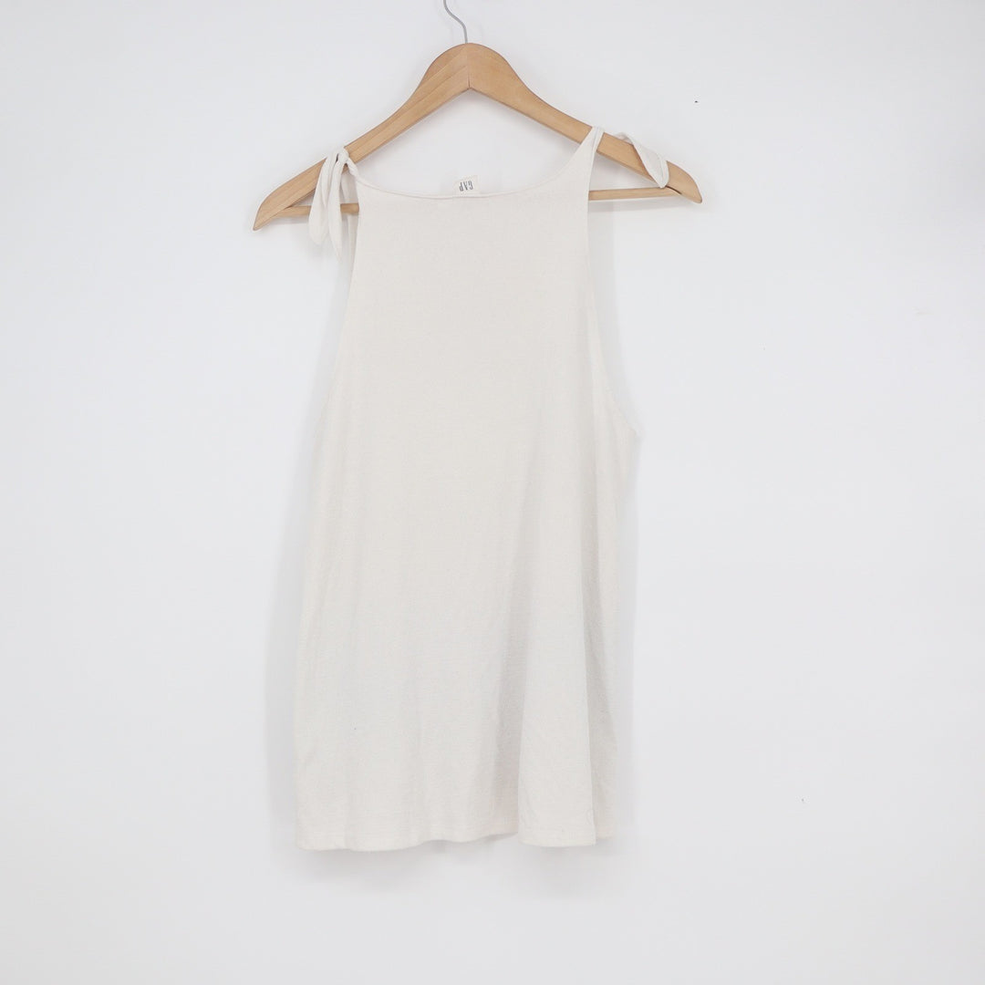 Gap Womens XS Off White Tie Shoulder High Neck Knit Tank Top