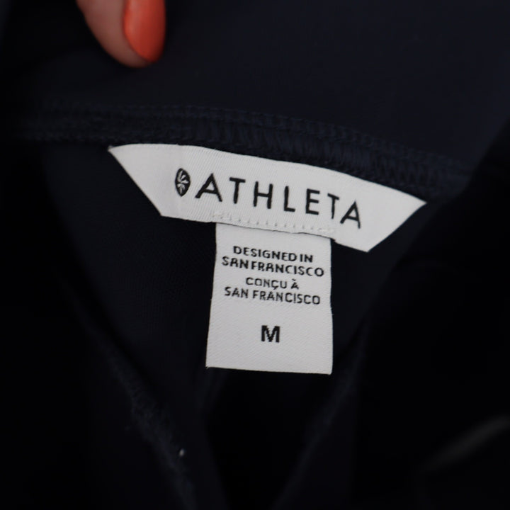 Athleta Womens Navy Blue High Rise Ankle Zip Leggings Front Seam Size M 8
