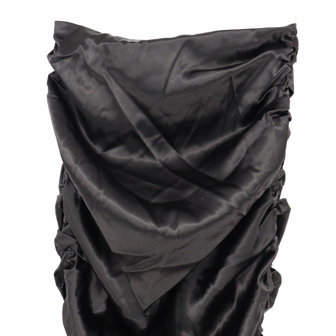 Naked Wardrobe Black Satin Ruched Strapless Tube Top Small