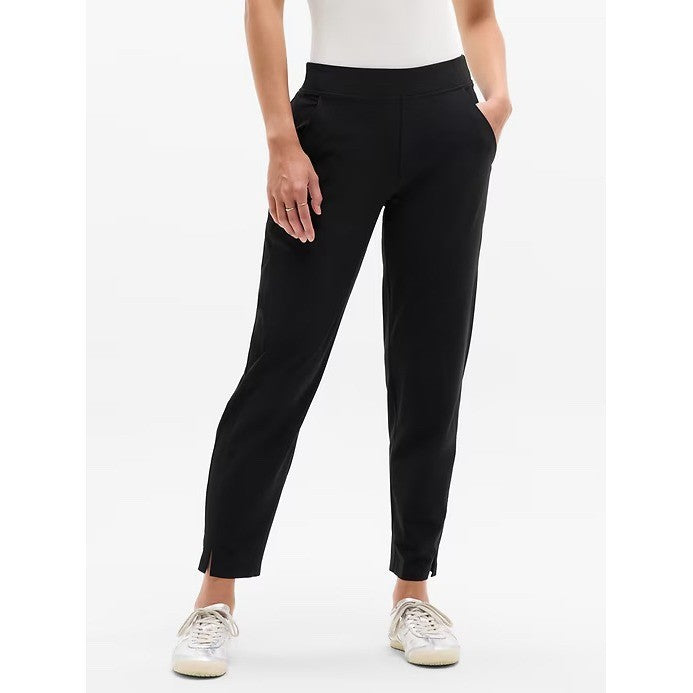 Athleta Brooklyn Ankle Pants Womens 6 Black Knit Stretch Slash Pockets Mid Rise