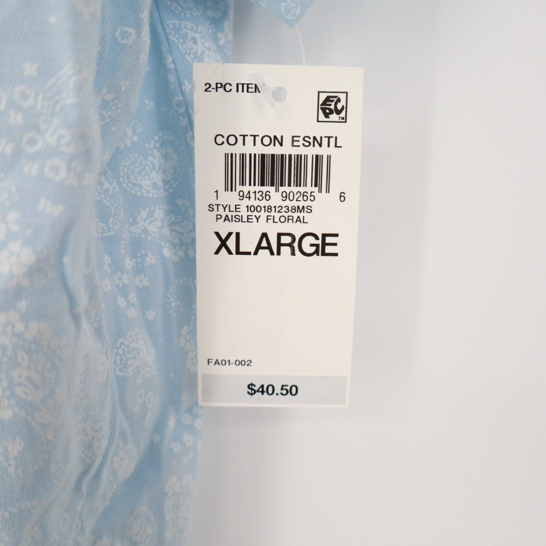 Charter Club 2-PC Pajamas Set Womens XL Blue Floral Button Front Straight Leg