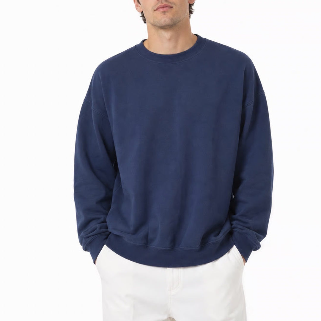 Athletic Works Mens 2XL Navy Blue Crewneck Sweatshirt Solid Fleece