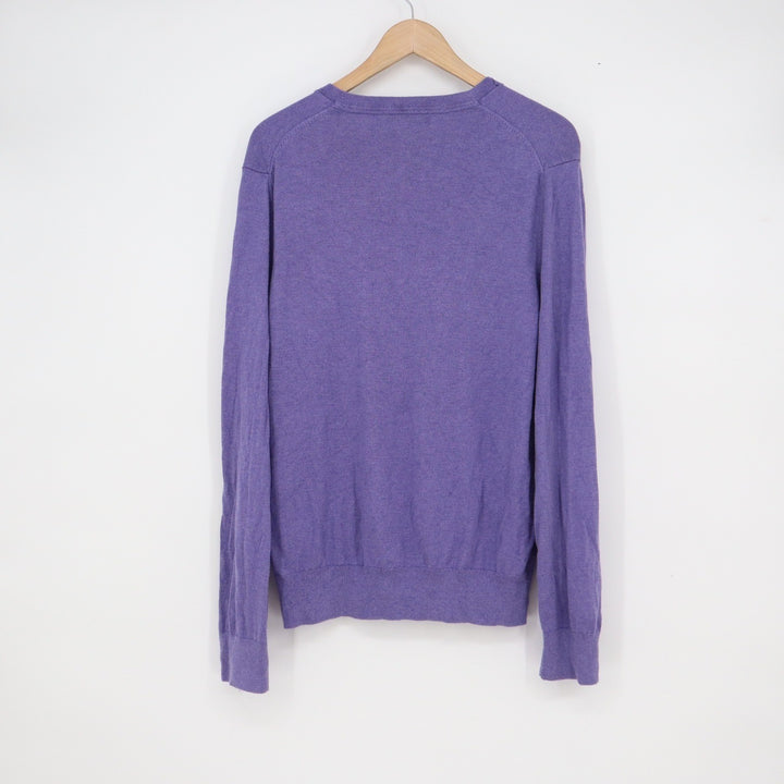 Banana Republic Mens Purple Silk Cotton Cashmere V-Neck Sweater Large Luxury