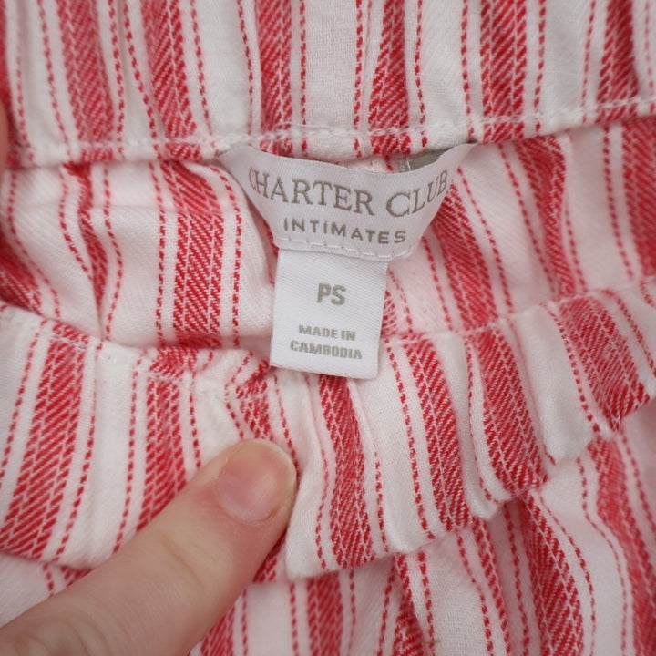 Charter Club Intimates Pajama Pants Womens Petite Small Red White Festive Stripe