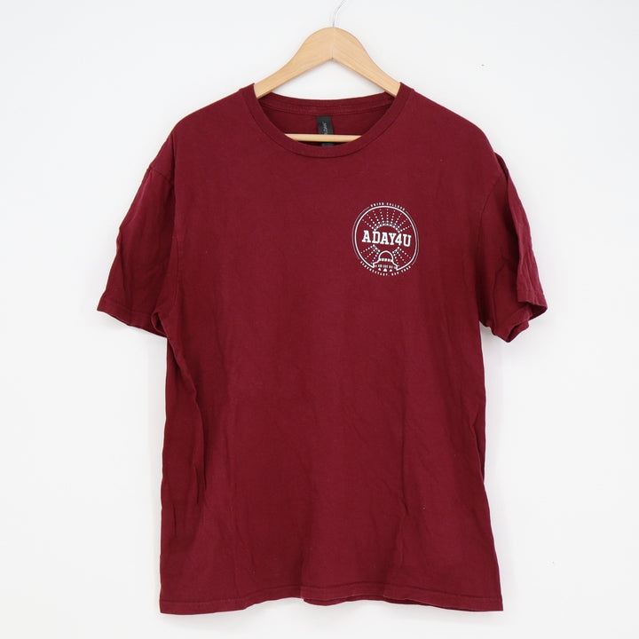 Gildan Softstyle Union College ADAY4U Maroon Graphic T-Shirt Mens Large