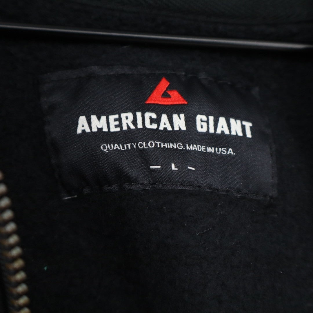 American Giant Classic Hoodie Men Large Black Cotton Full Zip Fleece Long Sleeve
