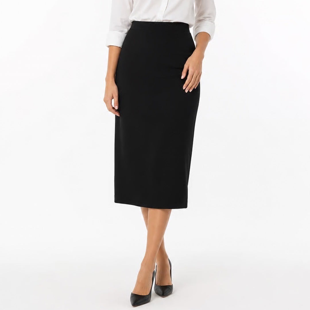 Laura Scott Black Maxi Skirt 18W Plus Size Straight Crepe Back Slit Made in USA