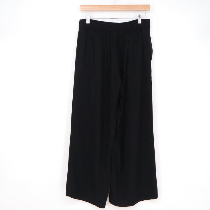 Old Navy Playa Wide Leg Pants Womens Medium Petite Black High Rise Rayon Flowy