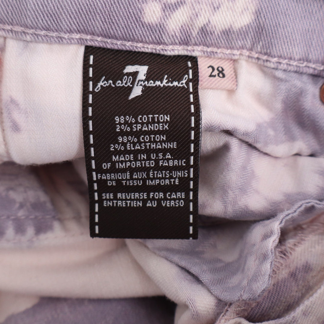 7 For All Mankind Roxanne Skinny Ankle Jeans Women 28 Beige Purple Tie Dye Denim