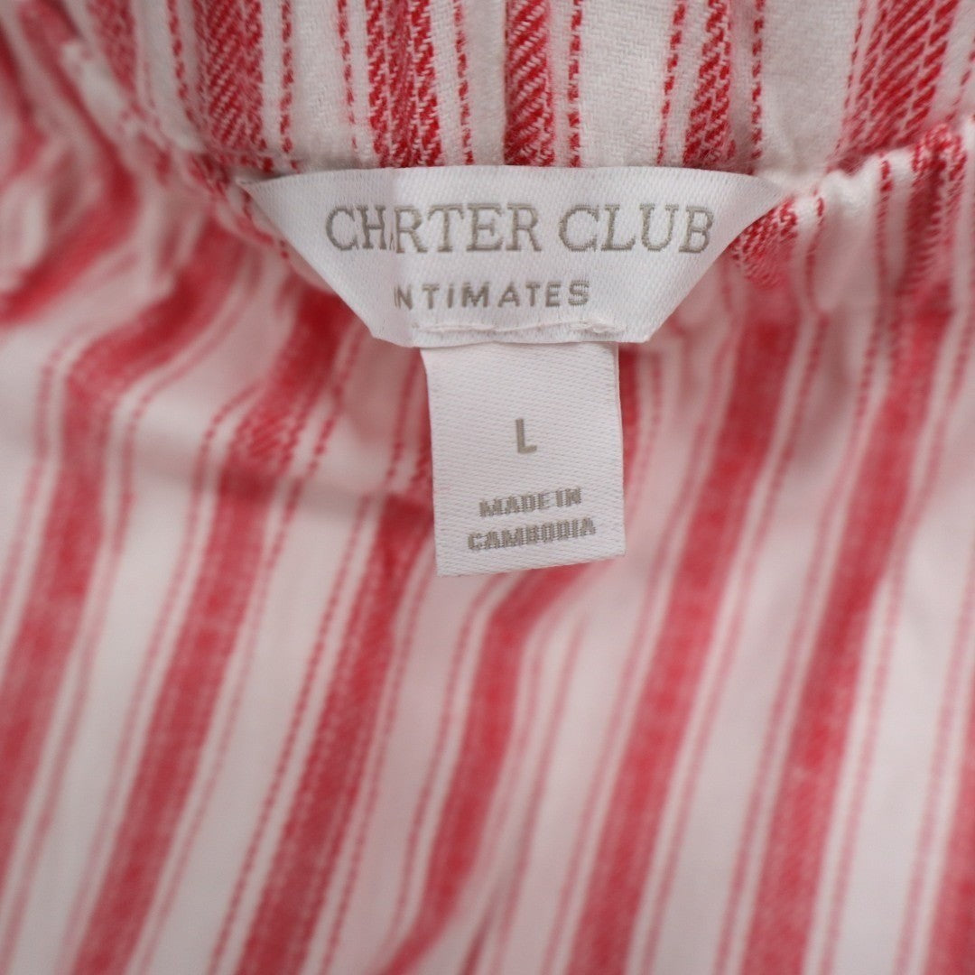 Charter Club Intimates Pajama Pants Womens Large Red White Festive Stripe Cotton