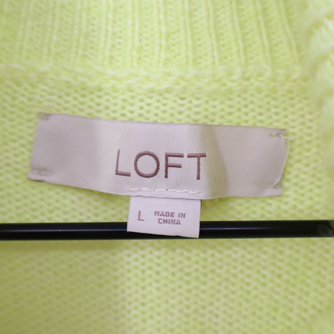 LOFT Womens Neon Yellow Turtleneck Raglan Sleeve Knit Sweater Size L