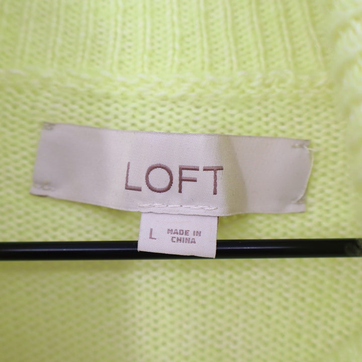 LOFT Womens Neon Yellow Turtleneck Raglan Sleeve Knit Sweater Size L