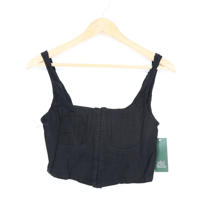 Wild Fable Corset Tank Top Womens Medium Black Stretch Smocked Back Cropped