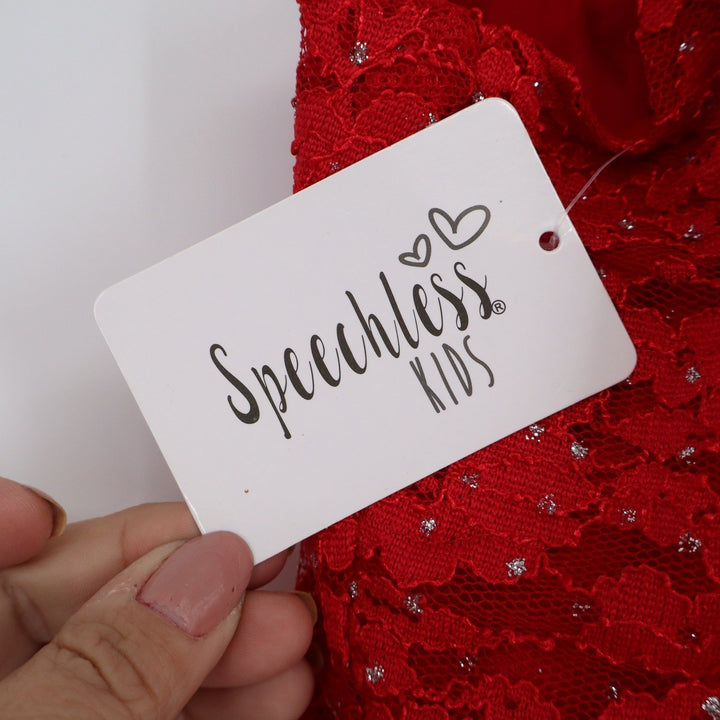 Speechless Kids Girls Red Lace Glitter Halter Romper Dress Rhinestone Size 12