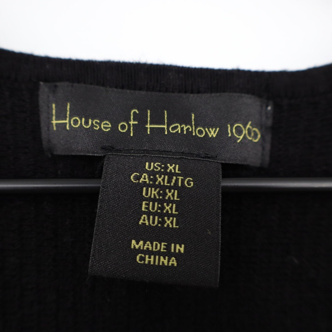 House Of Harlow 1960 Rib Mini Dress Womens XL Black Stretch Round Neck Pullover