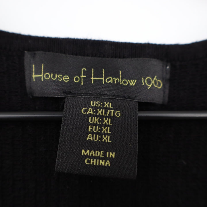 House Of Harlow 1960 Rib Mini Dress Womens XL Black Stretch Round Neck Pullover