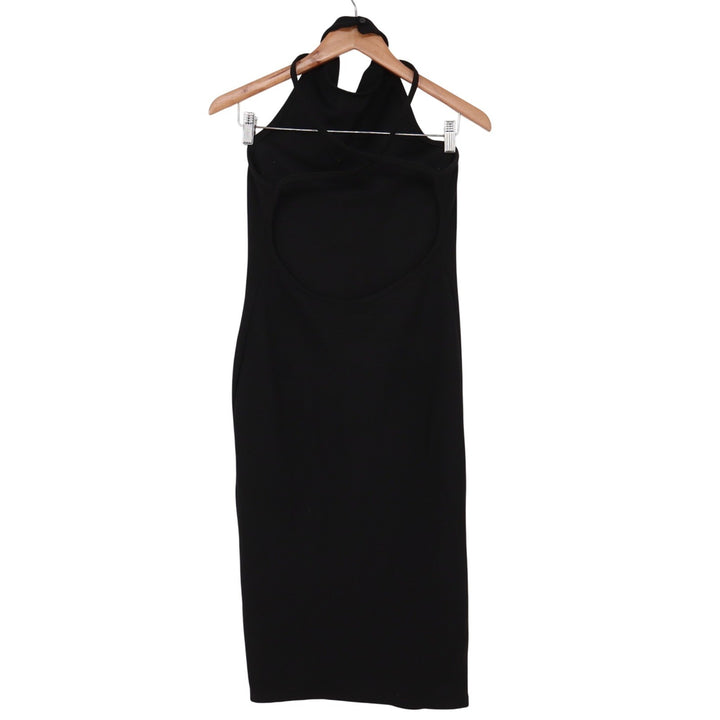Enough About Me Dress Women's Medium Black Halter Open Back Excellent