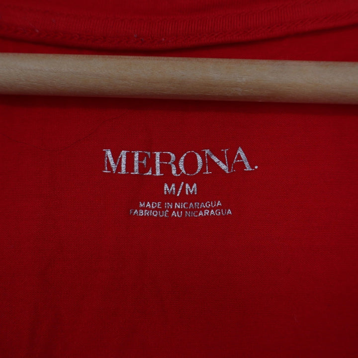 Merona Womens Red Short Sleeve V-Neck Stretch Rayon Blend T-Shirt Size M