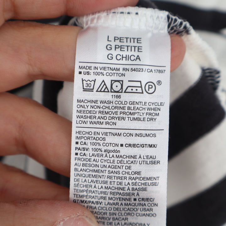 Old Navy T-Shirt Dress Womens Large Petite White Black Striped Cotton Round Neck