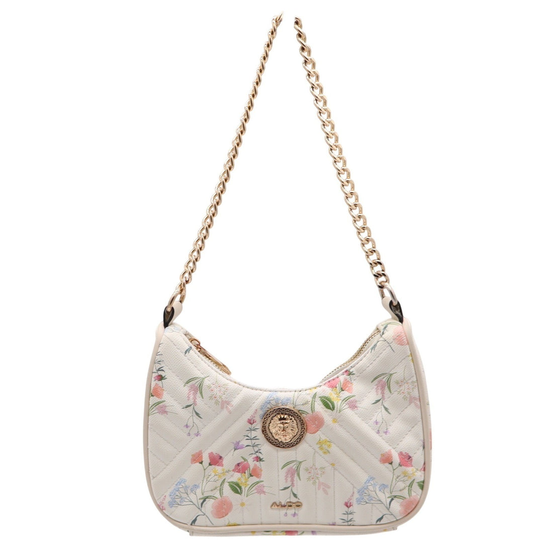 Aldo Shoulder Bag Womens Small Floral Quilted Cream Lion Medallion Good