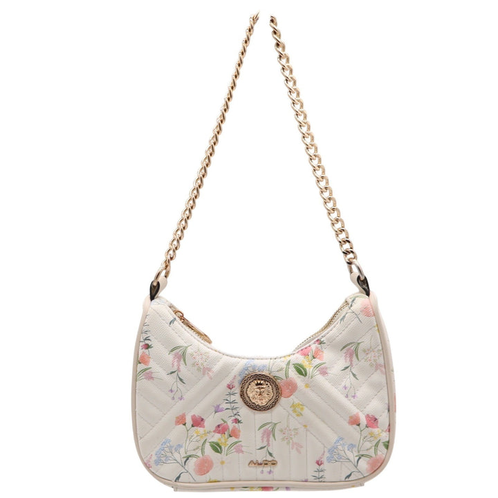 Aldo Shoulder Bag Womens Small Floral Quilted Cream Lion Medallion Good