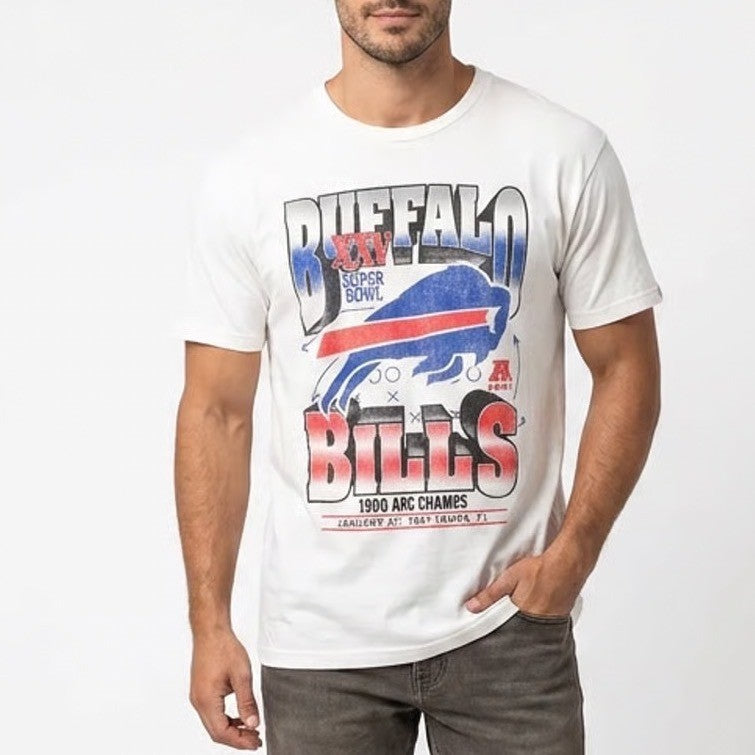 NFL Team Apparel Buffalo Bills Super Bowl XXV 1990 AFC Champs White T-Shirt L