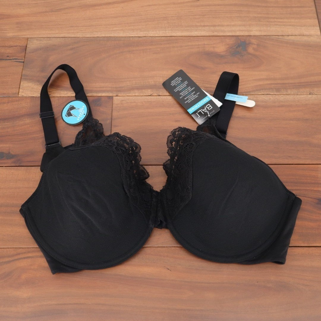 Bali One Smooth U Comfort Stretch Lace Underwire Bra 42C Black Convertible Strap