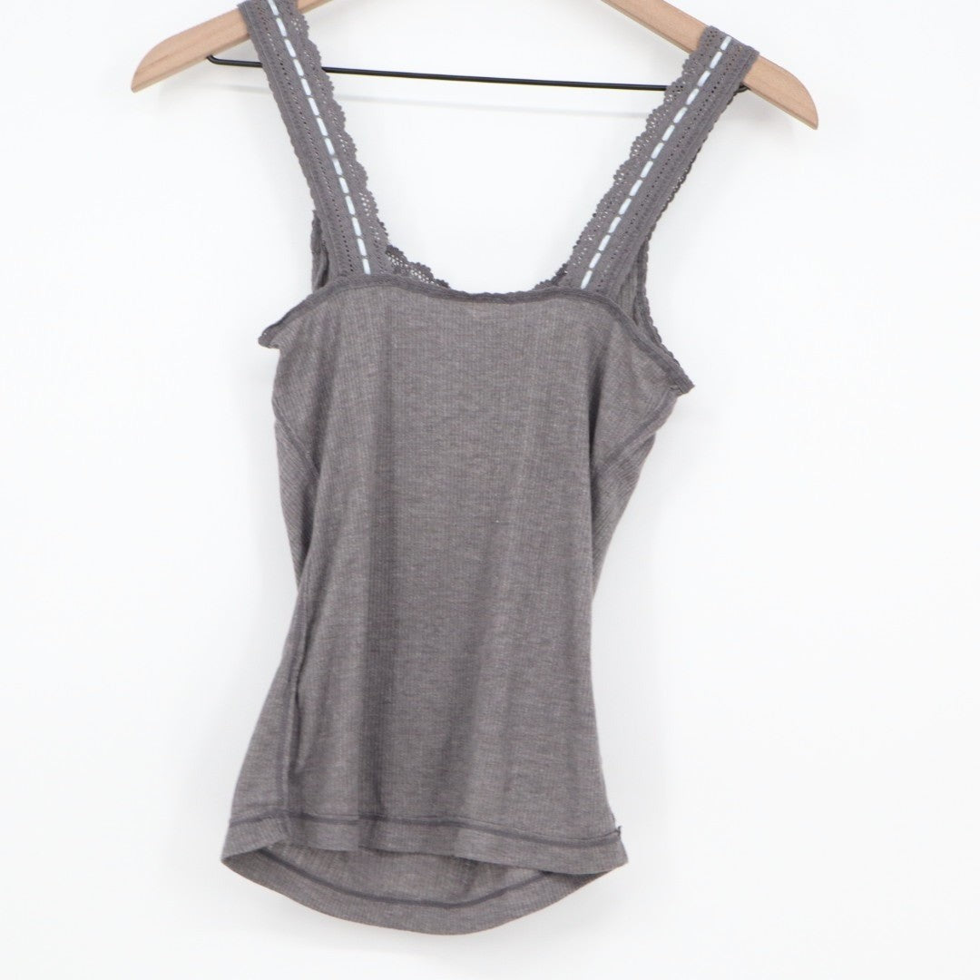 Intimately Free People Only You Tank Top Womens M Heather Grey Wide Strap Ribbed