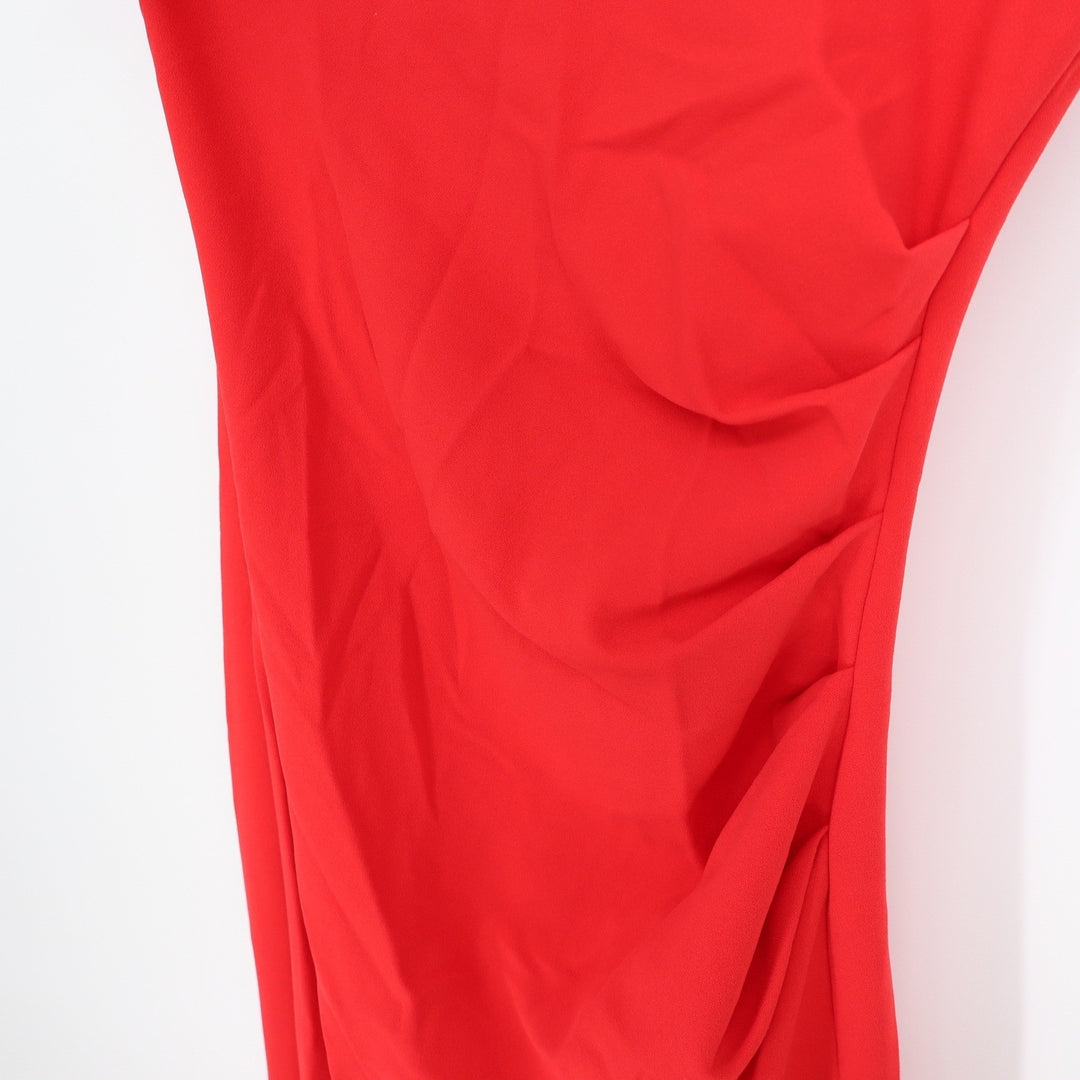 YH & CO Genie Maxi Dress Red Off The Shoulder Ruched Evening Gown Size 8