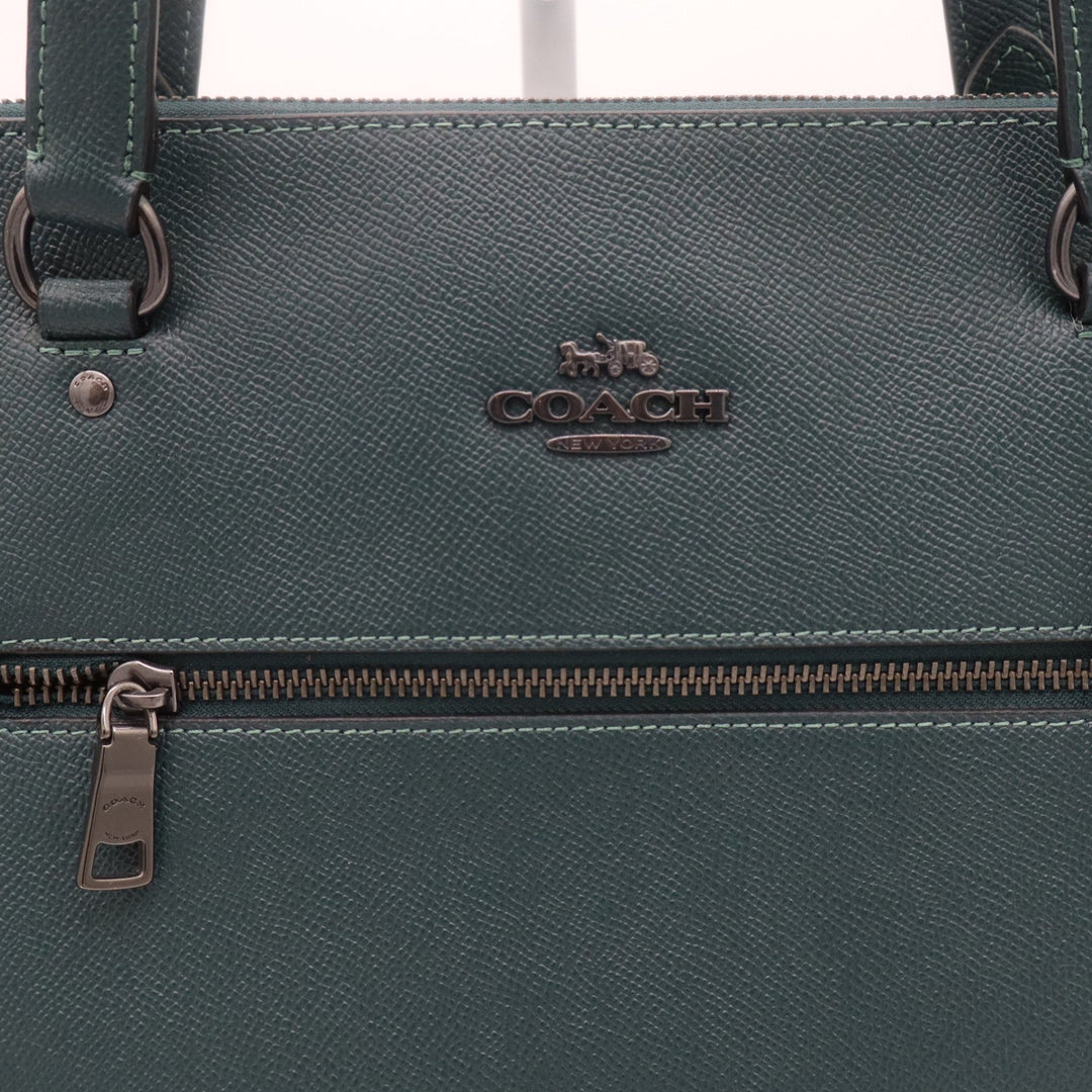 Coach Gallery Tote Forest Green Crossgrain Leather Shoulder Bag Gunmetal