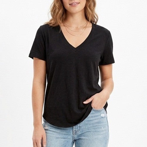 American Eagle Outfitters Soft & Sexy V Neck Tee Shirt Womens Small Black Modal