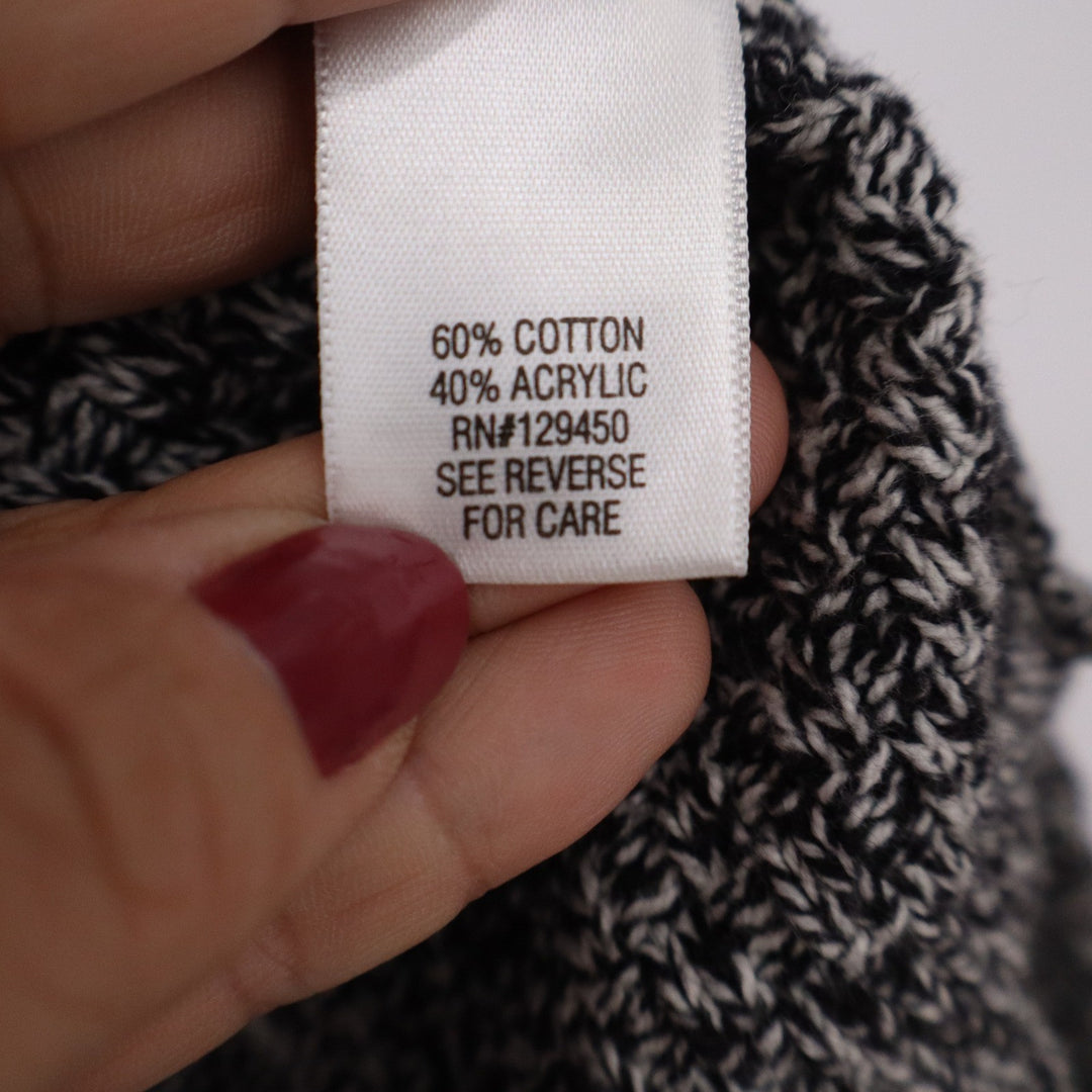 Croft & Barrow Womens Small Black White Shawl Collar Button Cardigan Sweater
