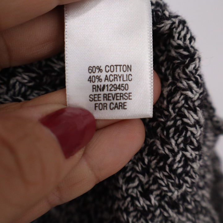 Croft & Barrow Womens Small Black White Shawl Collar Button Cardigan Sweater