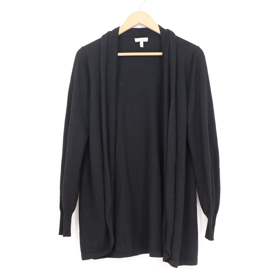 Ella Moss Womens Black Open Front Shawl Collar Cardigan Sweater Size M